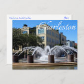Charleston South Carolina (SC) Fountain Post Card Briefkaart (Voorkant / Achterkant)
