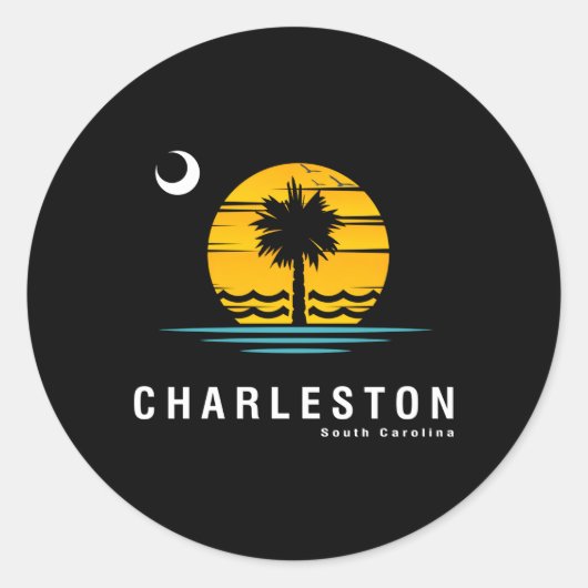 Charleston South Carolina Sc Palmetto Moon Ronde Sticker (Voorkant)