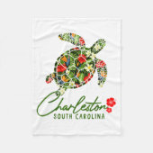 Charleston South Carolina Sea Turtle Tropical Hibi Fleece Deken (Voorkant)