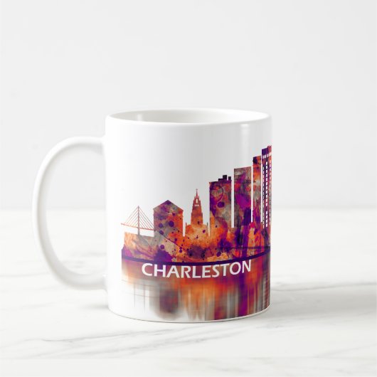 Charleston South Carolina Skyline Koffiemok (Links)