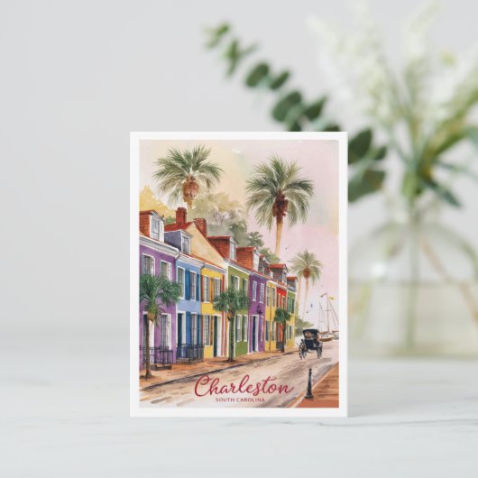 Charleston, South Carolina straat schilderen Briefkaart (Staand voorkant)