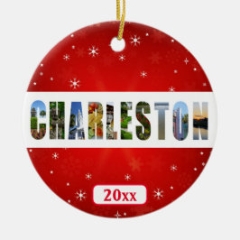 Charleston South Carolina Travel Photos met kerstm Keramisch Ornament