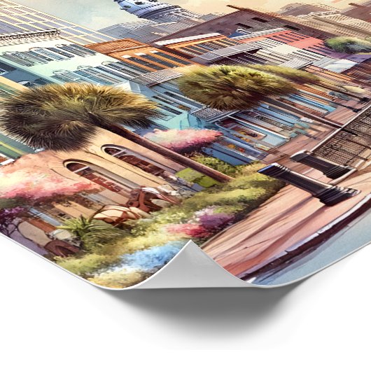 Charleston South Carolina Travel Places waterverf Poster (Hoek)