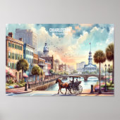 Charleston South Carolina Travel Places waterverf Poster (Voorkant)