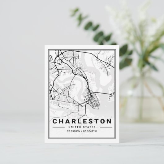 Charleston South Carolina USA Travel City Map Briefkaart (Staand voorkant)