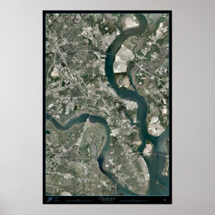 Charleston, South Carolina van de ruimtesatelliet Poster