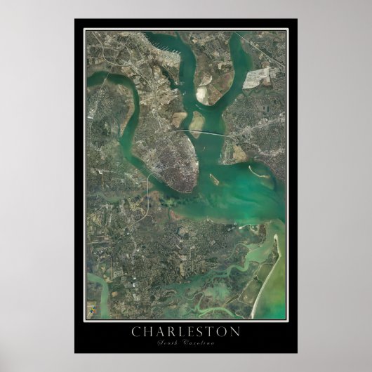 Charleston South Carolina van de Ruimtesatellietka Poster (Voorkant)