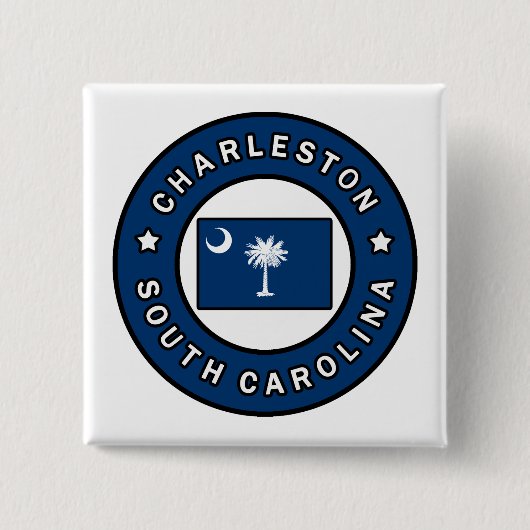 Charleston South Carolina Vierkante Button 5,1 Cm (Voorkant)