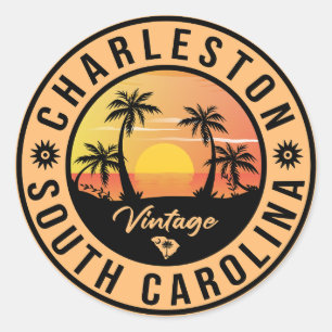 Charleston South Carolina - Vintage 60s Souvenirs Ronde Sticker