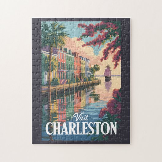 Charleston South Carolina Waterfront Illustratie Legpuzzel (Verticaal)