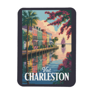 Charleston South Carolina Waterfront Illustratie Magneet