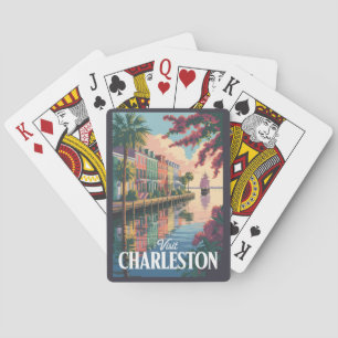 Charleston South Carolina Waterfront Illustratie Pokerkaarten