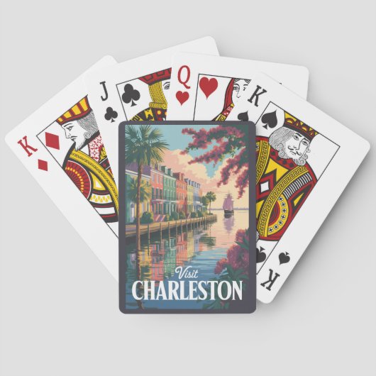 Charleston South Carolina Waterfront Illustratie Pokerkaarten (Achterkant)