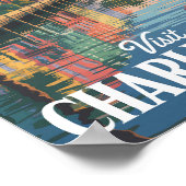 Charleston South Carolina Waterfront Illustratie Poster (Hoek)