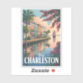 Charleston South Carolina Waterfront Illustratie Sticker (Vel)