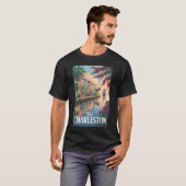 Charleston South Carolina Waterfront Illustratie T-shirt (Voorkant volledig)