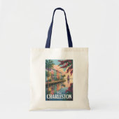 Charleston South Carolina Waterfront Illustratie Tote Bag (Voorkant)