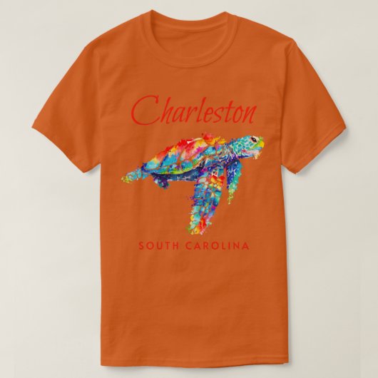 Charleston South Carolina Waterverf Zee Turtle T-shirt (Design voorkant)