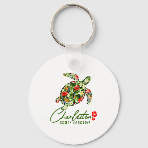Charleston South Carolina Zeeschildpad Tropische H Sleutelhanger