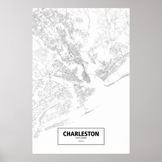 Charleston, South Carolina (zwart op wit) Poster (Voorkant)