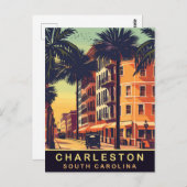 Charleston, Stadsstraten, SC, Vintage Reizen Briefkaart (Voorkant / Achterkant)