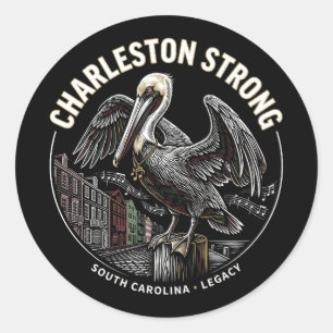 Charleston Sterke Pelikaan Gullah Geechee Culturel Ronde Sticker