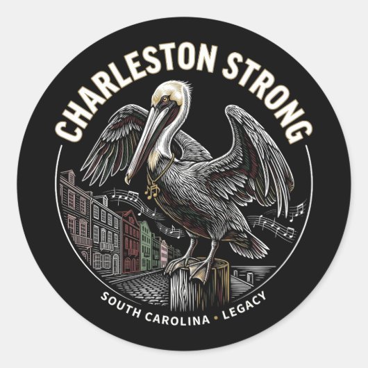 Charleston Strong Pelican Gullah Geechee Cultural  Ronde Sticker (Voorkant)