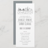 Charleston Stylized Skyline | Weddenschap-programm Kaart (Voorkant / Achterkant)