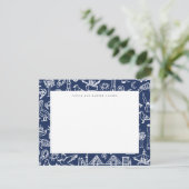 Charleston Toile Border Marine Blauw Dank u Kaart (Staand voorkant)