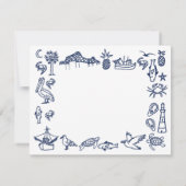 Charleston Toile Border Marine Blauw Dank u Kaart (Achterkant)