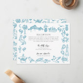 Charleston Toile Border Receptie Informatie Kaart Notitiekaartje (Voorkant / Achterkant in situ)