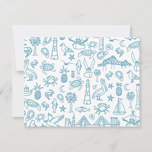 Charleston Toile Border Receptie Informatie Kaart Notitiekaartje (Achterkant)