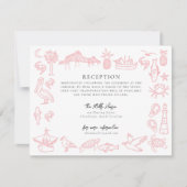 Charleston Toile Border Roze Informatie Kaart Notitiekaartje (Voorkant)