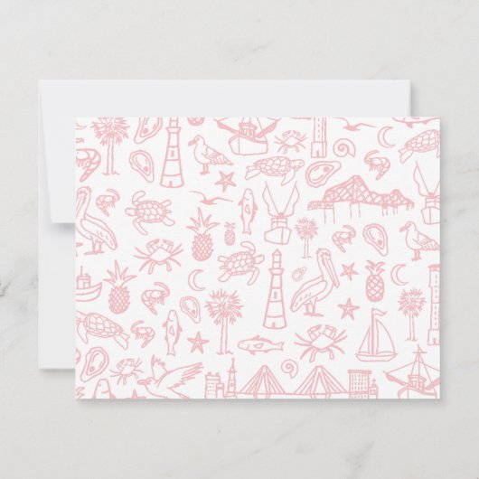 Charleston Toile Border Roze Informatie Kaart Notitiekaartje (Achterkant)