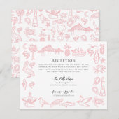 Charleston Toile Border Roze Informatie Kaart Notitiekaartje (Voorkant / Achterkant)