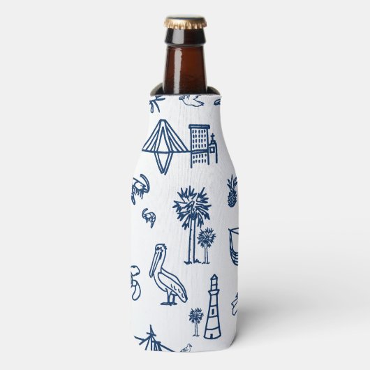 Charleston Toile Navy Blue Koelbox Flesjeskoeler (Fles Voorkant)