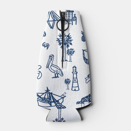 Charleston Toile Navy Blue Koelbox Flesjeskoeler (Achterkant)