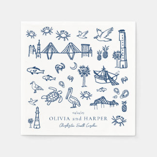 Charleston Toile voor Navy Blue Napkin Servet