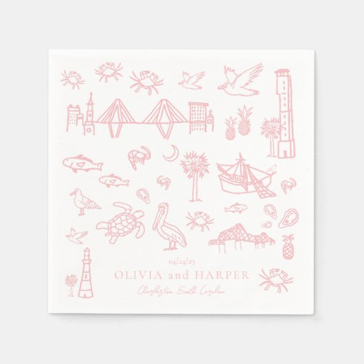 Charleston Toile voor Pink Napkin Servet (Voorkant)