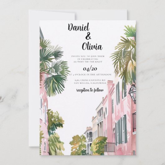 Charleston Trouwbestemming Uitnodiging (Voorkant)
