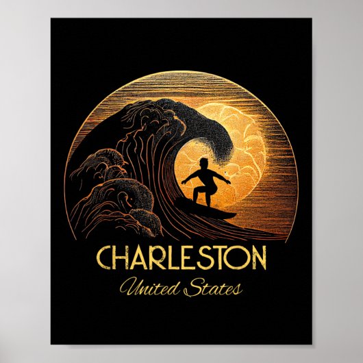 Charleston Verenigde Staten Surfen Surfplank Poster (Voorkant)