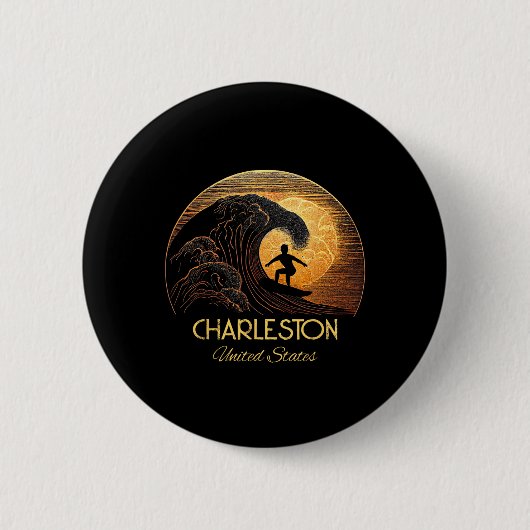 Charleston Verenigde Staten Surfen Surfplank Ronde Button 5,7 Cm (Voorkant)