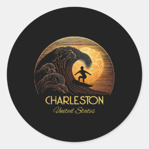 Charleston Verenigde Staten Surfen Surfplank Ronde Sticker