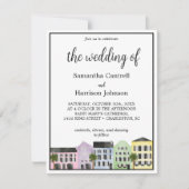 Charleston Watercolor Regenboogrij Zuiderse Huweli Kaart (Voorkant)
