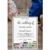 Charleston Waterverf Rainbow Row bruiloft Kaart