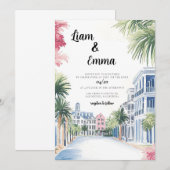 Charleston Waterverf trouwbestemming Kaart (Voorkant / Achterkant)