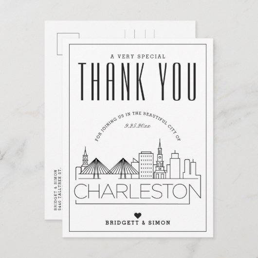 Charleston Wedding | Bedankt voor komst! Briefkaar Briefkaart (Voorkant / Achterkant)
