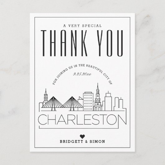 Charleston Wedding | Bedankt voor komst! Briefkaar Briefkaart (Voorkant)