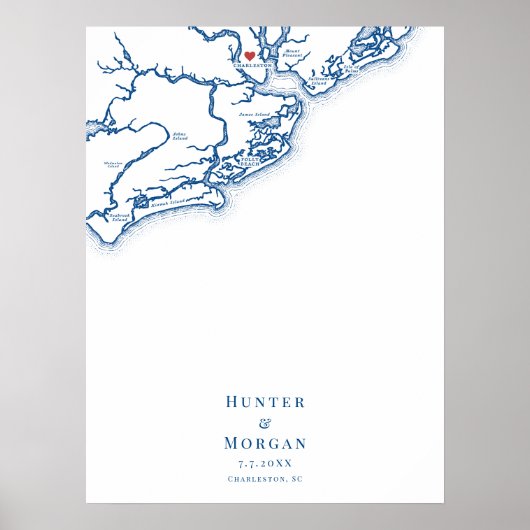 Charleston Wedding Elegant Kaart Gastboek Poster (Voorkant)