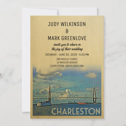 Charleston Wedding Invitation  midden in de eeuw Kaart (Voorkant)